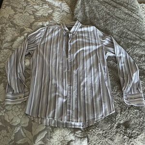 Express white with purple stripes dress shirt XL